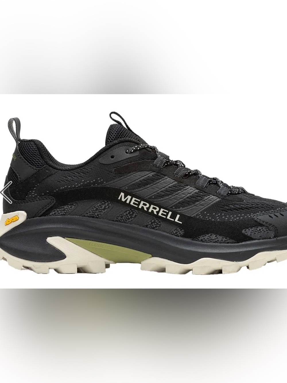 Merrell Black with Olive and Cream Trail Runner hiking shoe
